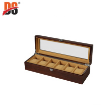 DS Custom Rosewood Color Packaging 6 Watches Box With Glass Display Window